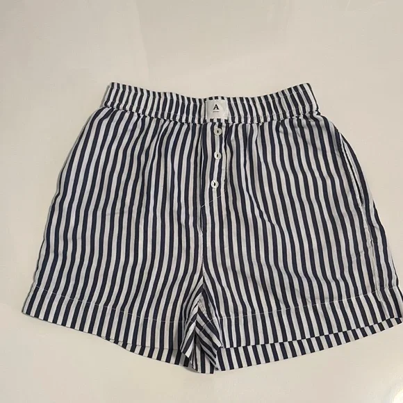 Anthropologie XXS The Wren Boxer Shorts with Navy and White stripes - Picture 1 of 4